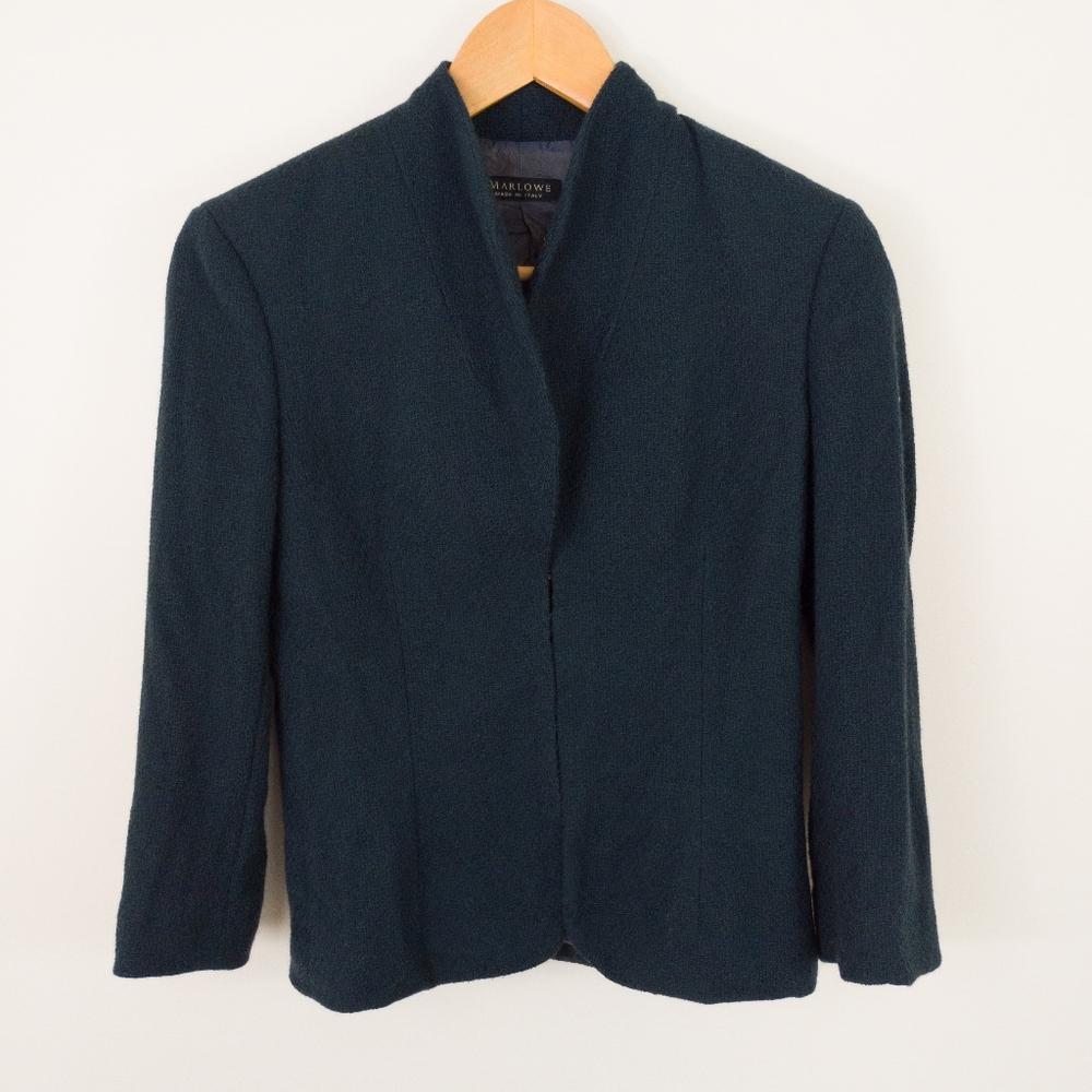 MARLOWE Italy Vintage Wool Standing Collar Blazer Jacket Size US 4